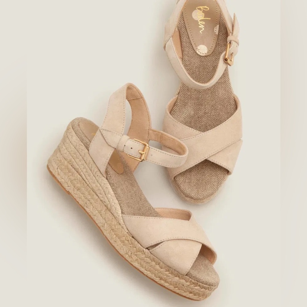 Boden Cream Espadrille Wedge Sandals
